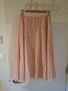Tibi Silk Baby/Powder Pink Pleated/Plisse Plaid/Check Circle Skirt (Size 2)